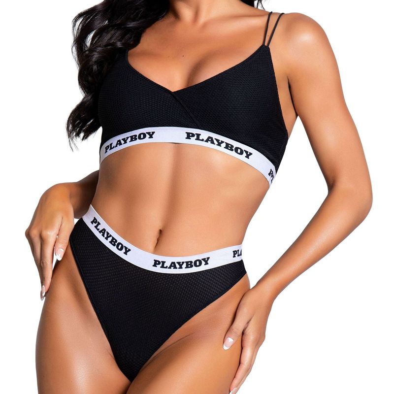 Lencería Playboy Lifestyle Bra Set Mujer Negros | 6051-EVBDZ