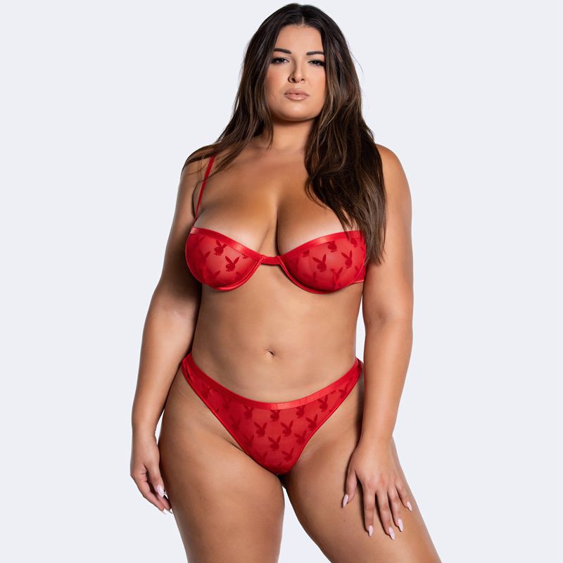 Lencería Playboy Somebunny Special Bra Set Mujer Rojos | 9084-MBOUL