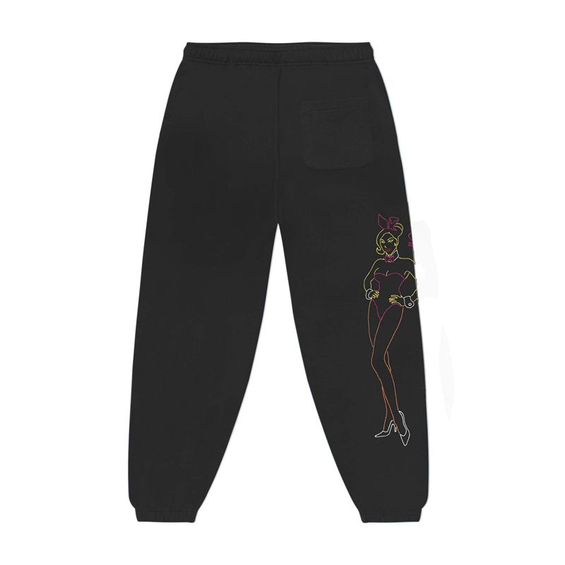 Pantalones Deportivos Playboy Bunny Outline Hombre Negros | 9863-VRSNG