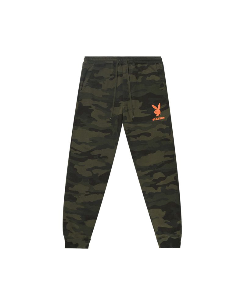 Pantalones Deportivos Playboy Camo Rabbit Head Joggers Hombre Verdes Negros | 6498-JZEIU