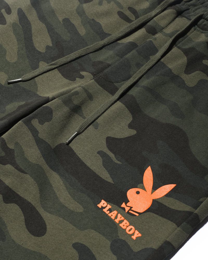 Pantalones Deportivos Playboy Camo Rabbit Head Joggers Hombre Verdes Negros | 6498-JZEIU