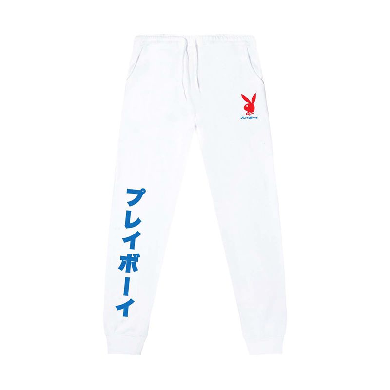 Pantalones Deportivos Playboy Japanese Rabbit Head Joggers Hombre Blancos | 6074-NXEMZ