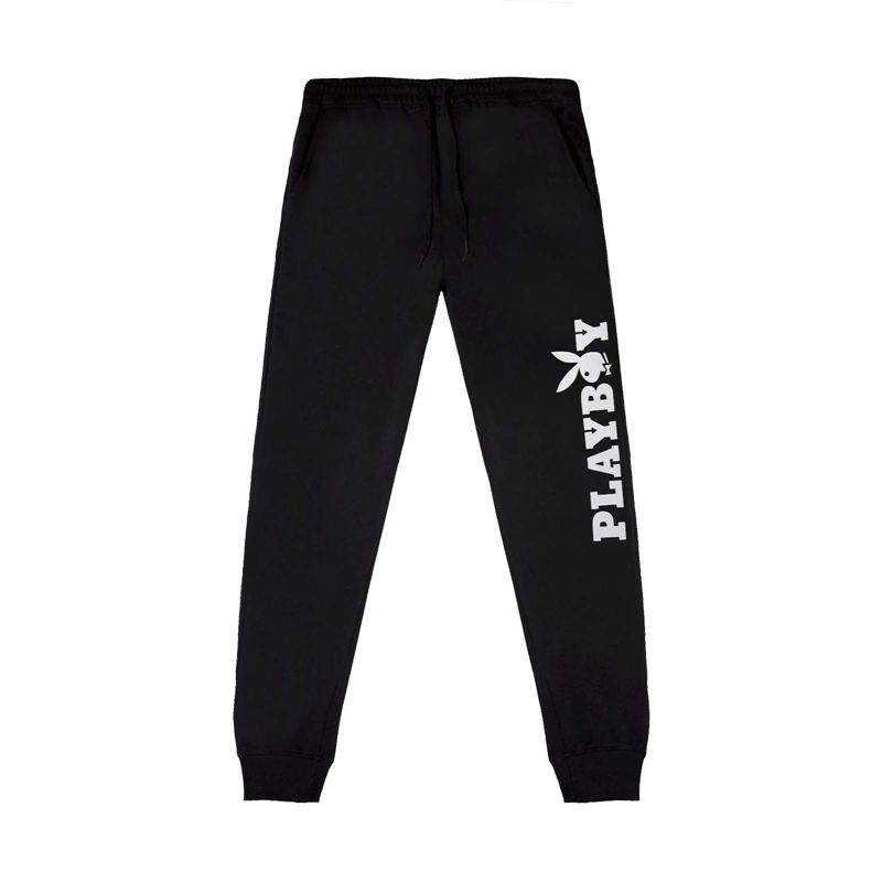 Pantalones Deportivos Playboy Masthead Jogger Hombre Negros Blancos | 3152-MWXIT