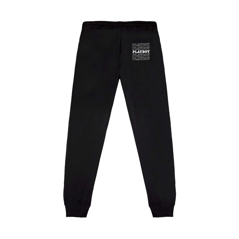 Pantalones Deportivos Playboy Masthead Jogger Hombre Negros Blancos | 3152-MWXIT