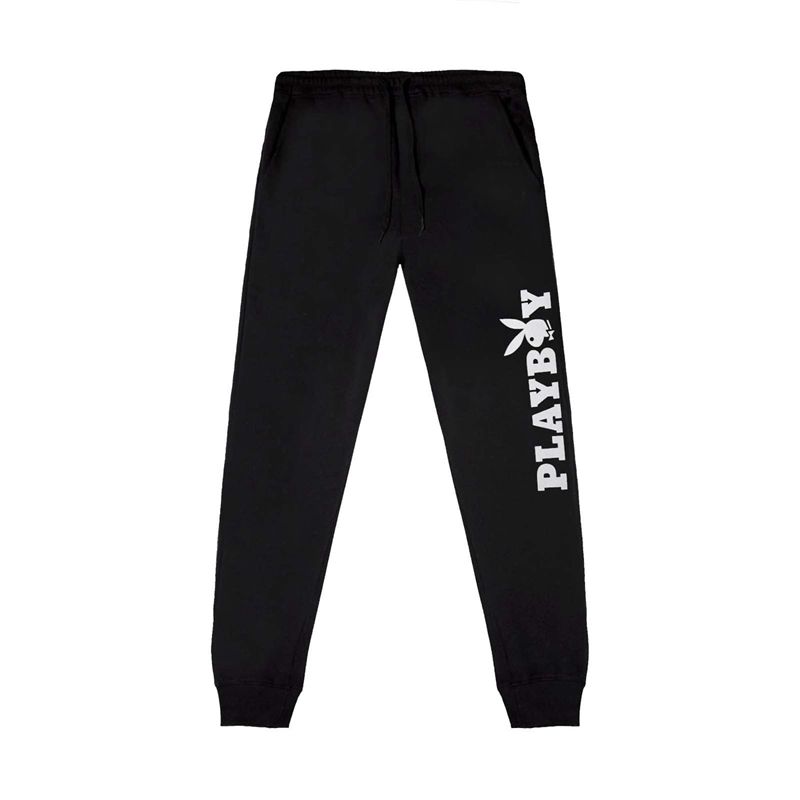 Pantalones Deportivos Playboy Masthead Jogger Hombre Negros Blancos | 3152-MWXIT