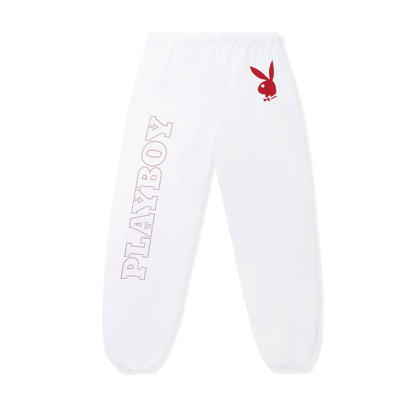 Pantalones Deportivos Playboy Masthead Washed Hombre Blancos Rojos | 5240-NEVSP