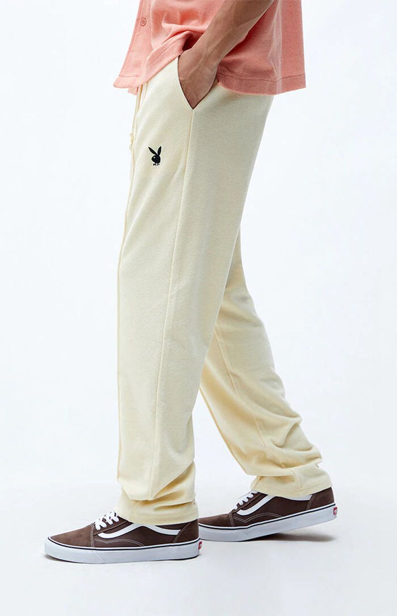 Pantalones Deportivos Playboy Terry Sweatpant Hombre Blancos | 7432-FKPUT