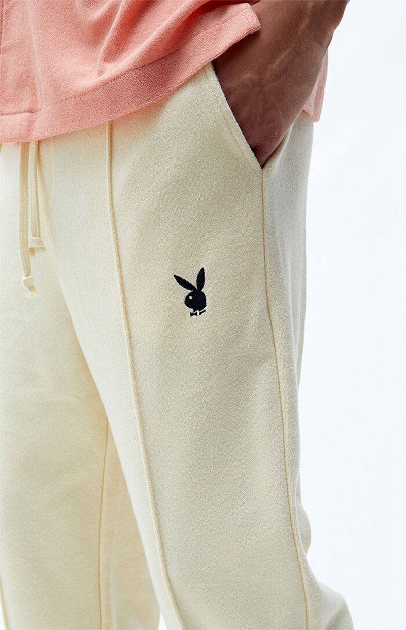 Pantalones Deportivos Playboy Terry Sweatpant Hombre Blancos | 7432-FKPUT