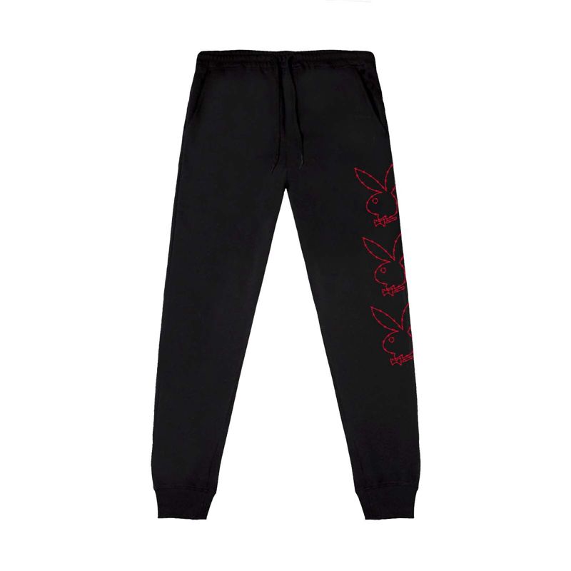 Pantalones Deportivos Playboy Tough Love Rabbit Head Joggers Hombre Negros | 8423-AJTIX