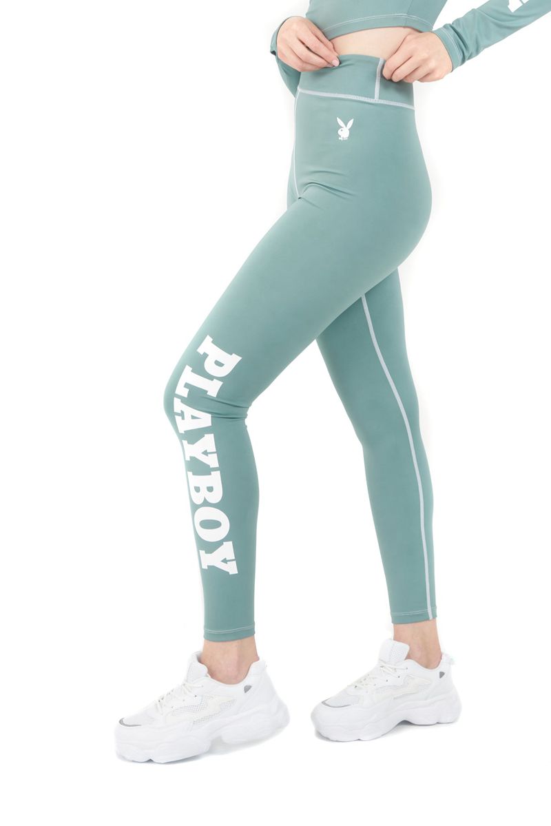 Pantalones Playboy Active Branded Legging Mujer Verdes | 8965-ALXQR