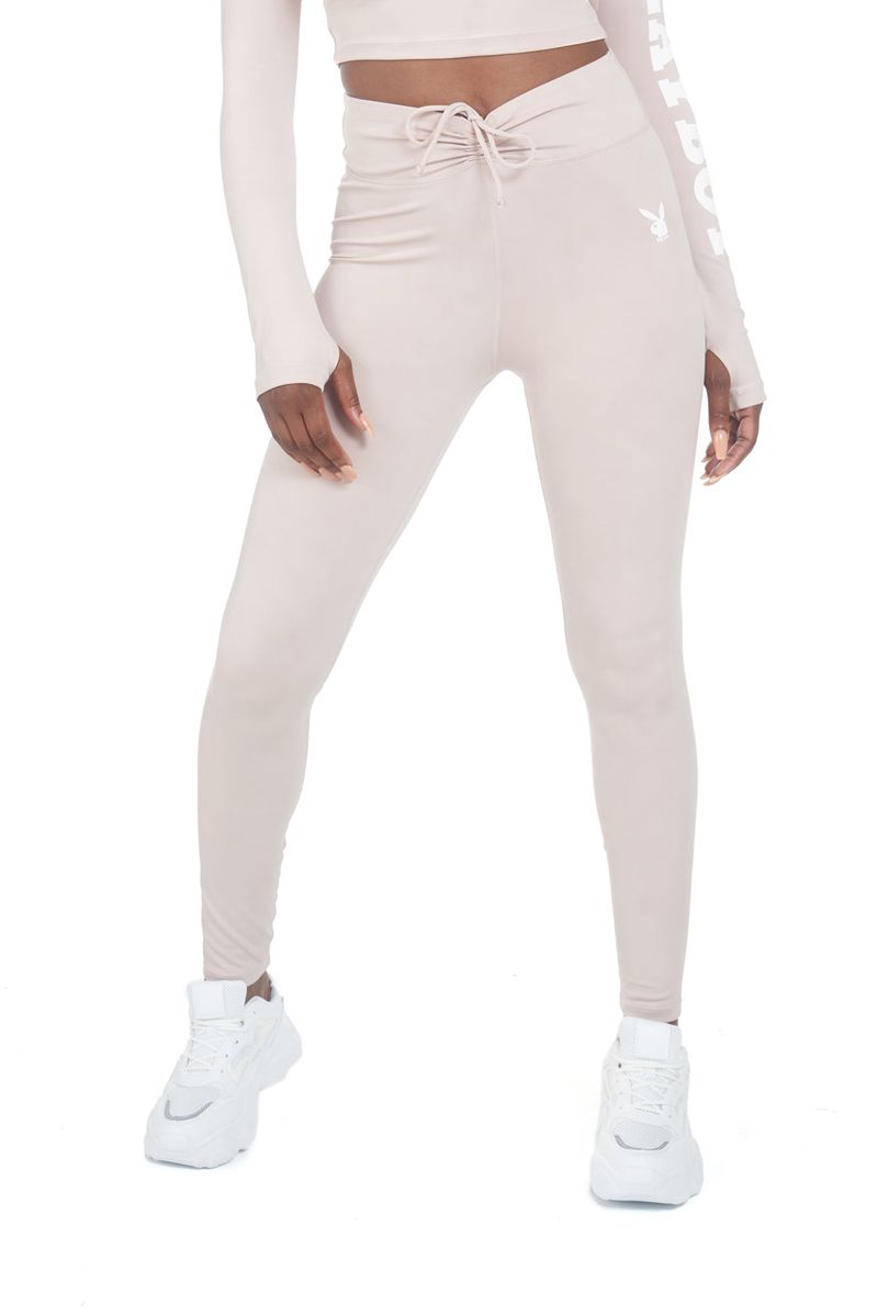 Pantalones Playboy Active Ruched Waistband Leggings Mujer Grises | 7295-XRCDH