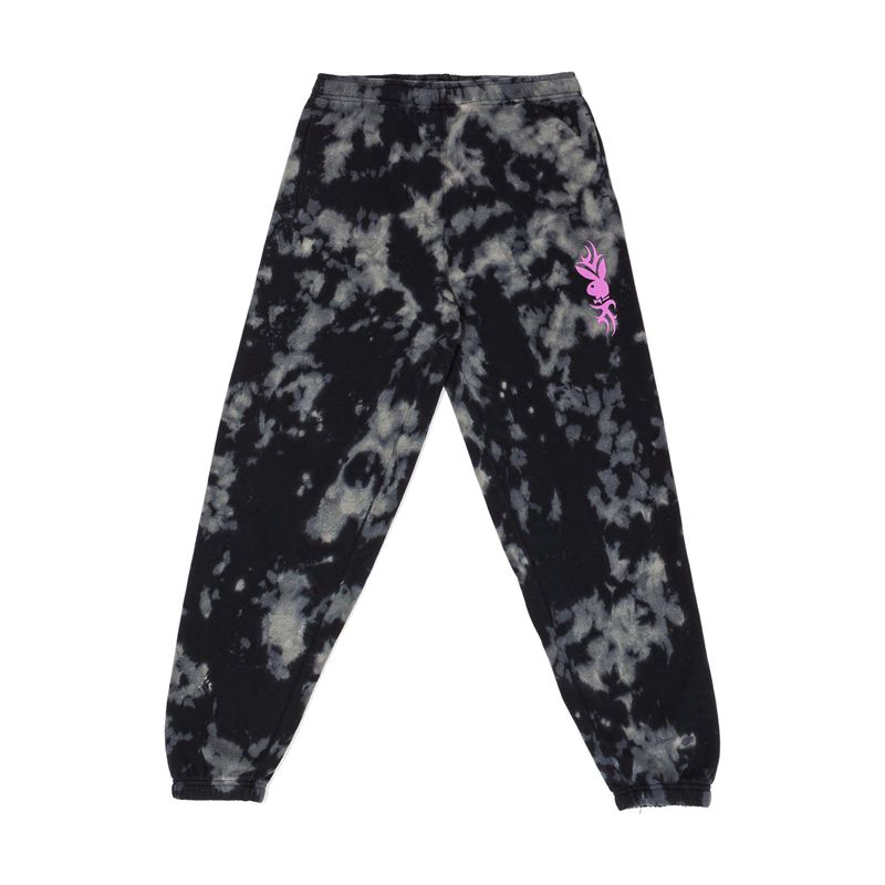 Pantalones Playboy Bleached Grunge Sweats Mujer Negros Blancos | 5190-OBMNE