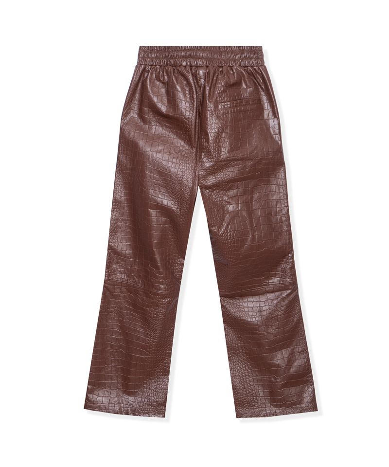 Pantalones Playboy Crocodile Cuero Flare Hombre Chocolate | 1347-ILSNB