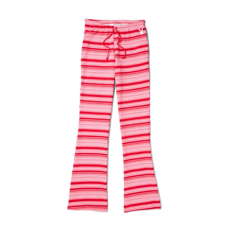 Pantalones Playboy Crush Stripe Flare Sweats Mujer Rojos | 0485-PZWYQ