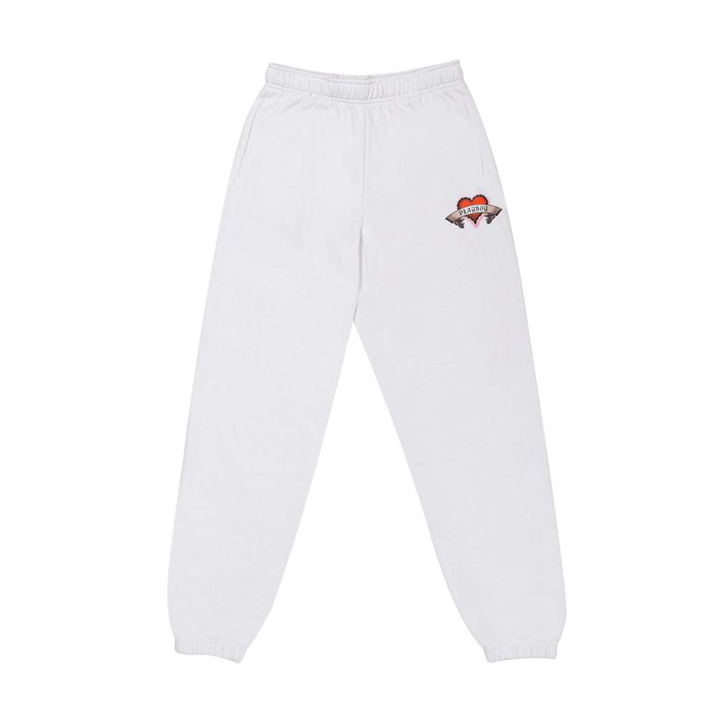 Pantalones Playboy Heartbreaker Sweats Mujer Blancos | 7826-CAXHM