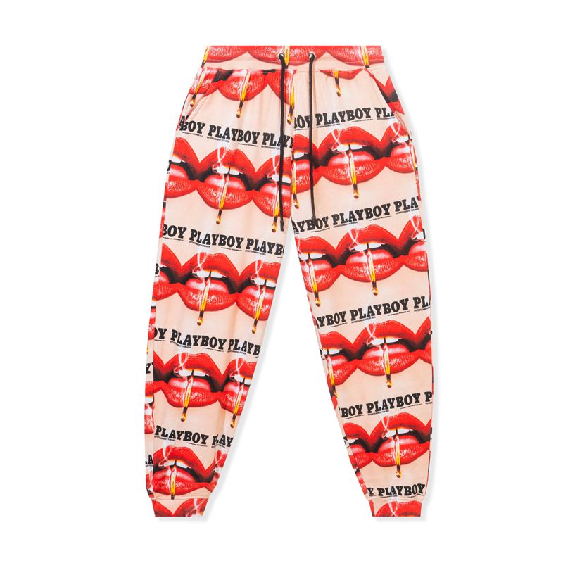 Pantalones Playboy Lips Print Oversized Jogger Mujer Rojos Naranjas | 0321-BGAUD