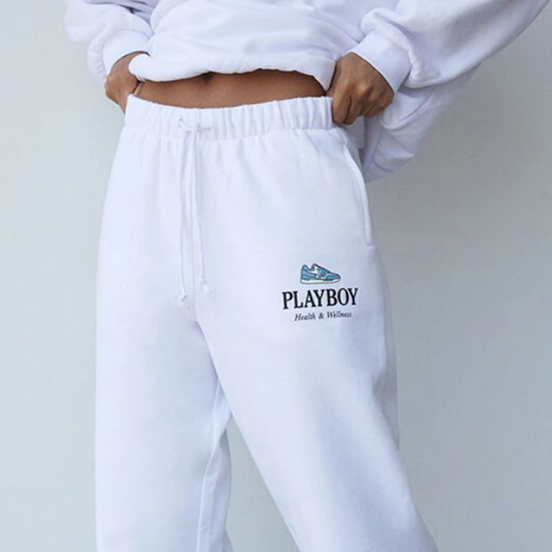 Pantalones Playboy Oversized Sweats Mujer Blancos | 1754-FSDXI