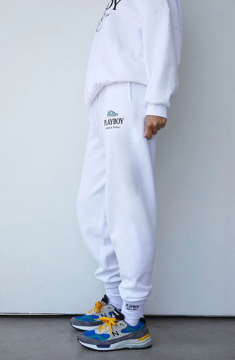 Pantalones Playboy Oversized Sweats Mujer Blancos | 1754-FSDXI