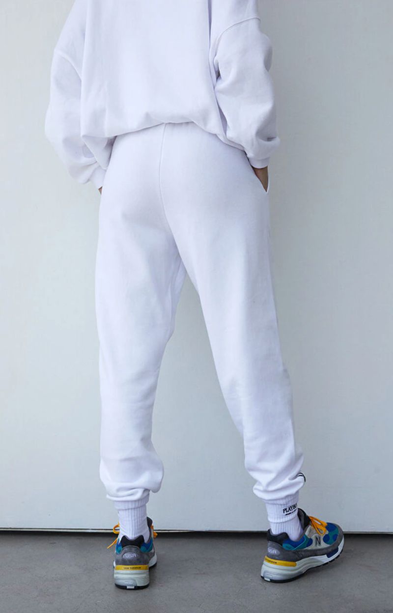 Pantalones Playboy Oversized Sweats Mujer Blancos | 1754-FSDXI