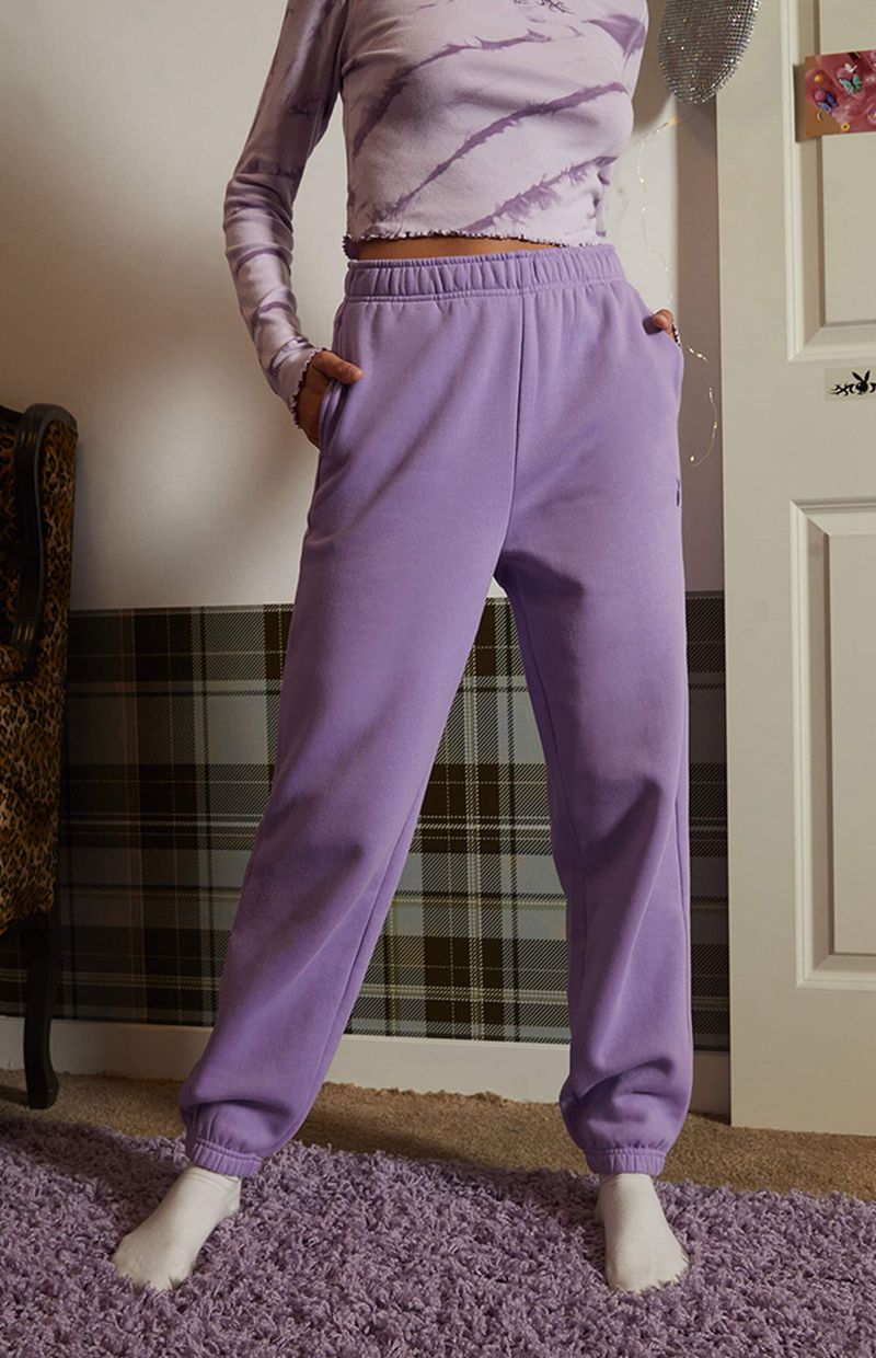 Pantalones Playboy Purple Masthead Sweat Mujer Morados | 1475-RHVPG