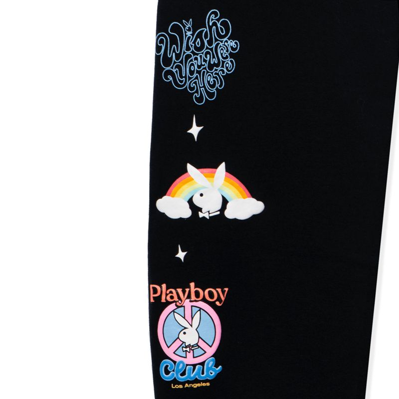 Pantalones Playboy Smile Club Sweats Mujer Negros | 6132-ECIGQ