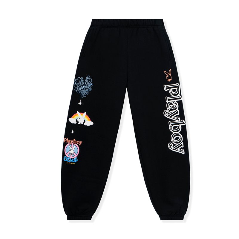 Pantalones Playboy Smile Club Sweats Mujer Negros | 6132-ECIGQ