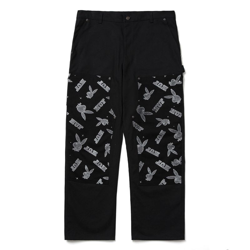 Pantalones Playboy X Huf Vvs Rabbit Head Hombre Negros | 6493-IYBKJ