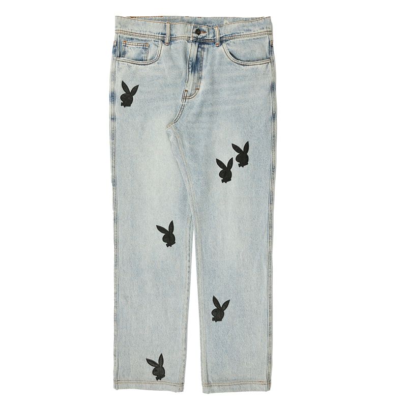 Pantalones Playboy X Pleasures Bunny Applique Denim Hombre Grises | 3946-LBVZE