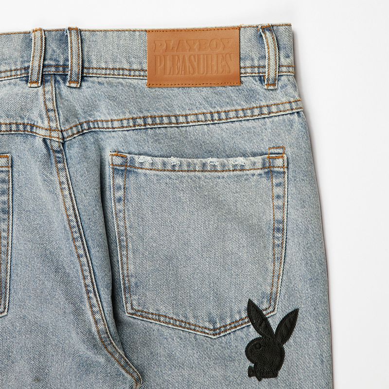 Pantalones Playboy X Pleasures Bunny Applique Denim Hombre Grises | 3946-LBVZE