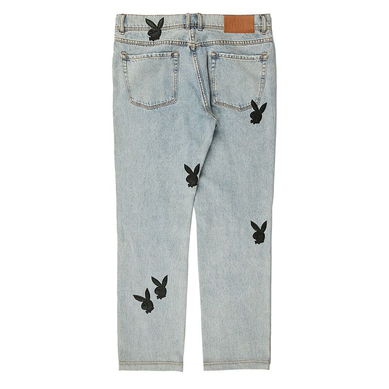 Pantalones Playboy X Pleasures Bunny Applique Denim Hombre Grises | 3946-LBVZE