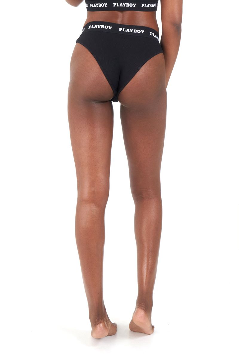 Ropa De Casa Playboy Club Brief Y Mujer Grises Oscuro | 1753-PQFME