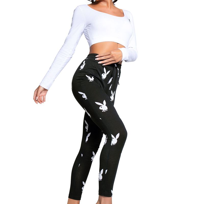 Ropa De Casa Playboy Lounge Set Mujer Negros Blancos | 8916-XZGOE