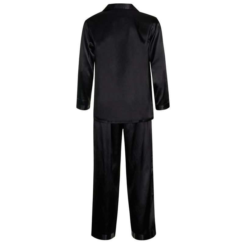 Ropa De Casa Playboy Satin Lounge Pajama Set Mujer Negros | 2107-NXTYU