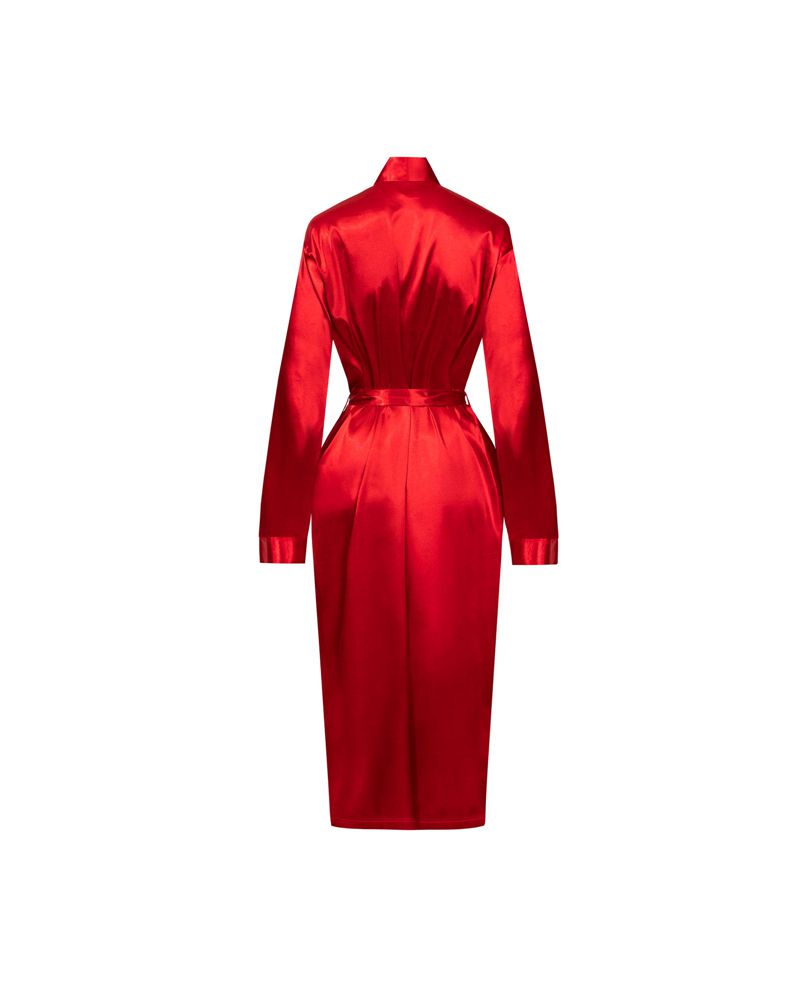 Ropa De Casa Playboy Satin Lounge Robe Hombre Rojos | 8340-RENYS