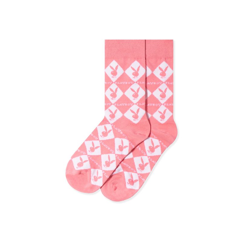 Ropa De Casa Playboy Women S Rabbit Head Argyle Socks Mujer Negros | 7289-UCQKS