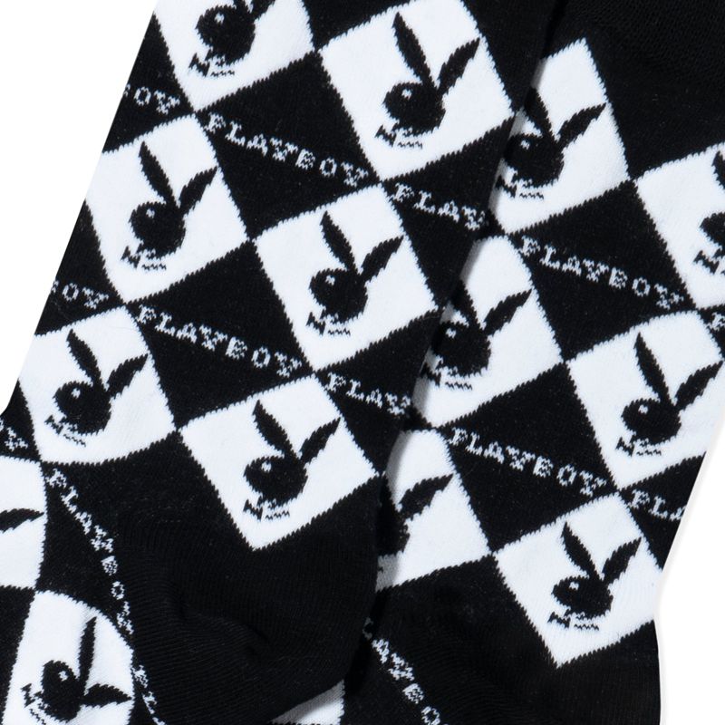 Ropa De Casa Playboy Women S Rabbit Head Argyle Socks Mujer Negros | 7289-UCQKS