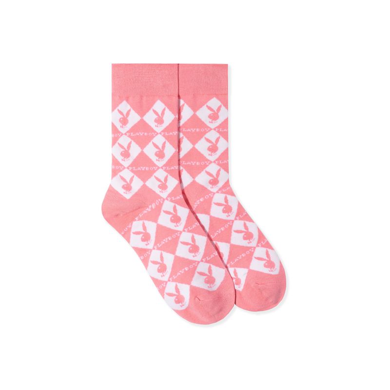 Ropa De Casa Playboy Women S Rabbit Head Argyle Socks Mujer Negros | 7289-UCQKS