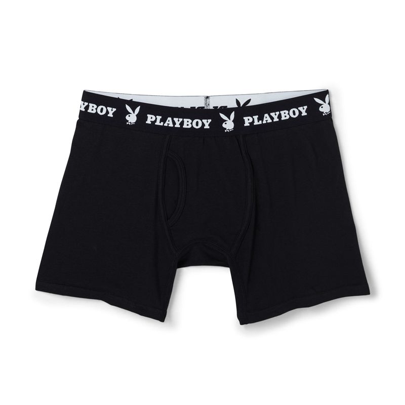 Ropa Interior Playboy 1-Pack Boxer Brief Hombre Negros | 7381-CNDXF