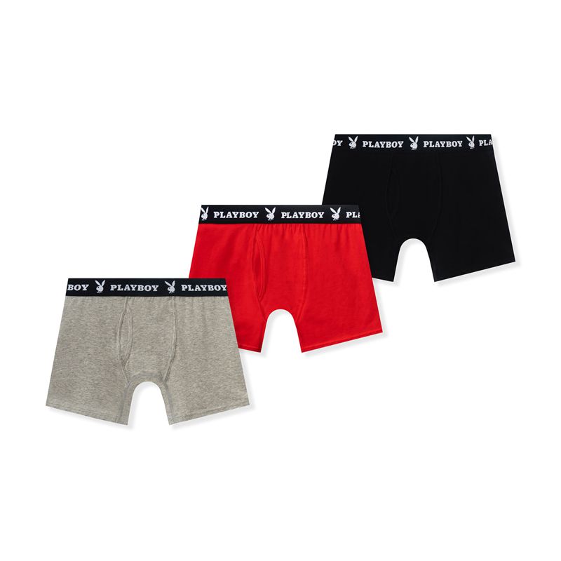 Ropa Interior Playboy 3-Pack Boxer Briefs Hombre Multicolor | 0637-KNBIX