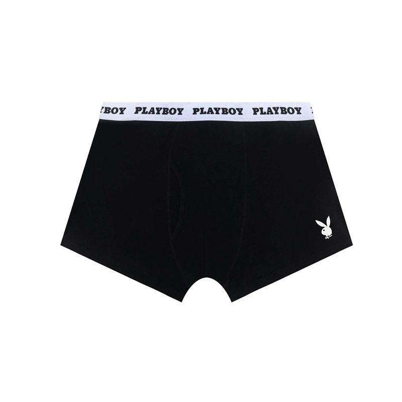 Ropa Interior Playboy Classic Boxer Brief Hombre Negros Blancos | 7325-BJEDT