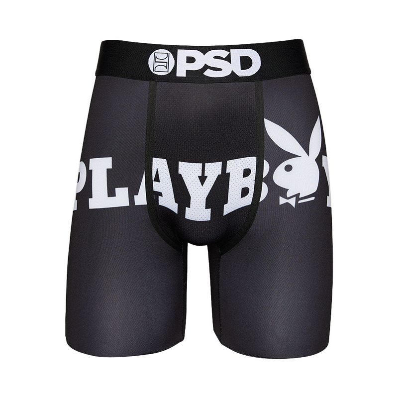 Ropa Interior Playboy Logo Boxer Brief Hombre Negros Blancos | 5832-SCVFI