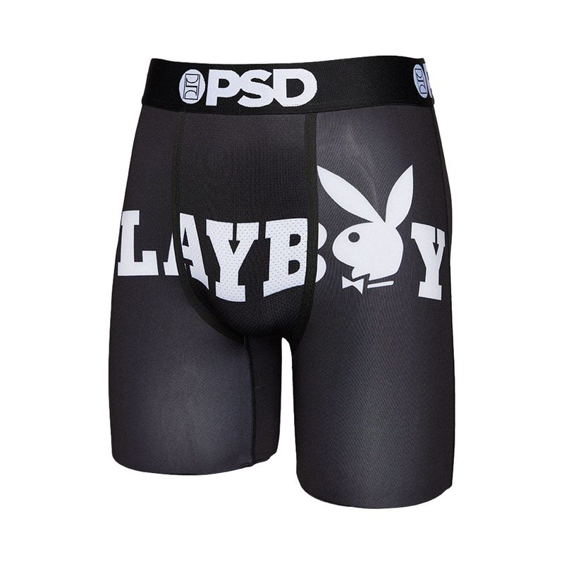 Ropa Interior Playboy Logo Boxer Brief Hombre Negros Blancos | 5832-SCVFI