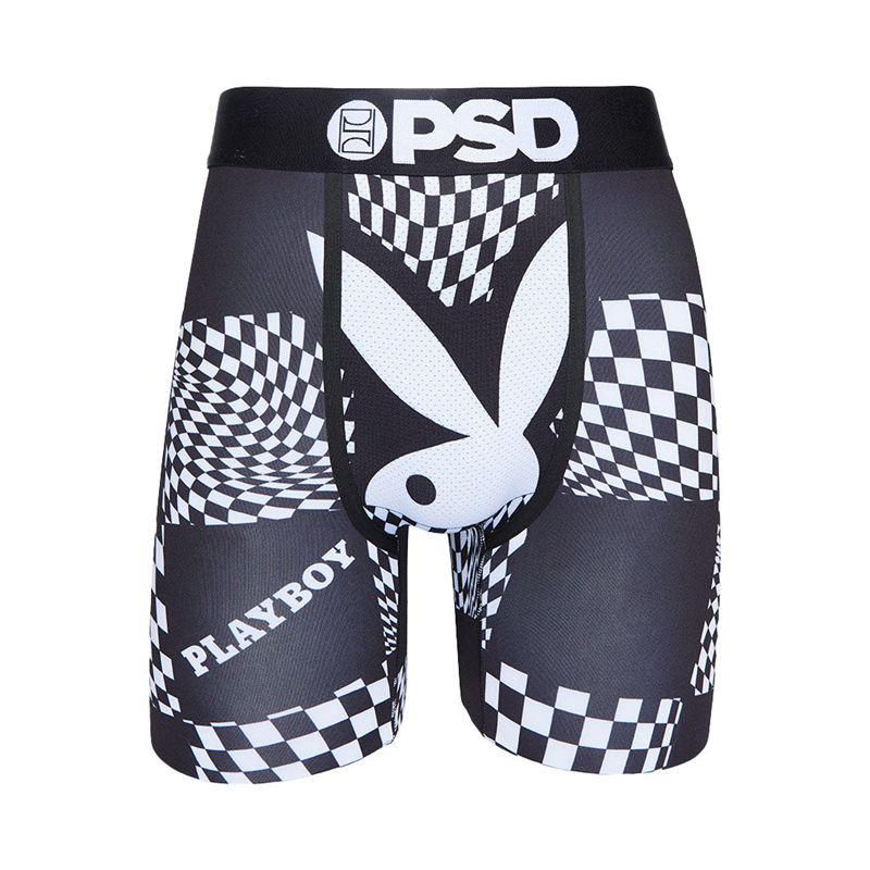 Ropa Interior Playboy Warped Checks Boxer Brief Hombre Negros Blancos | 3127-IJDKU