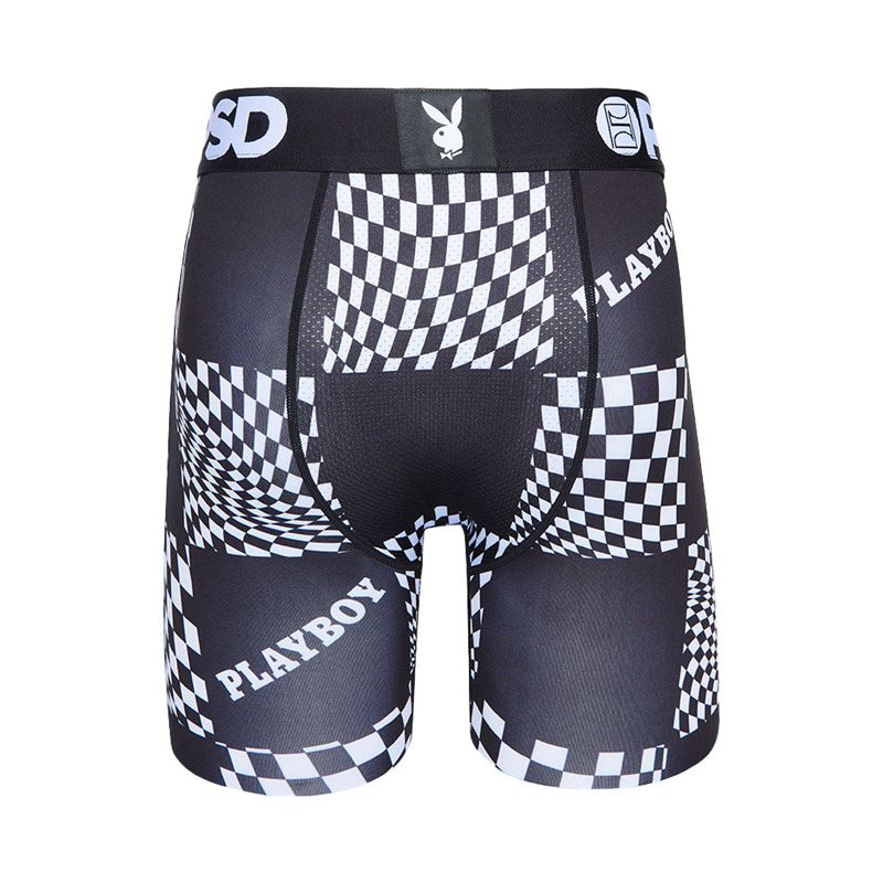 Ropa Interior Playboy Warped Checks Boxer Brief Hombre Negros Blancos | 3127-IJDKU