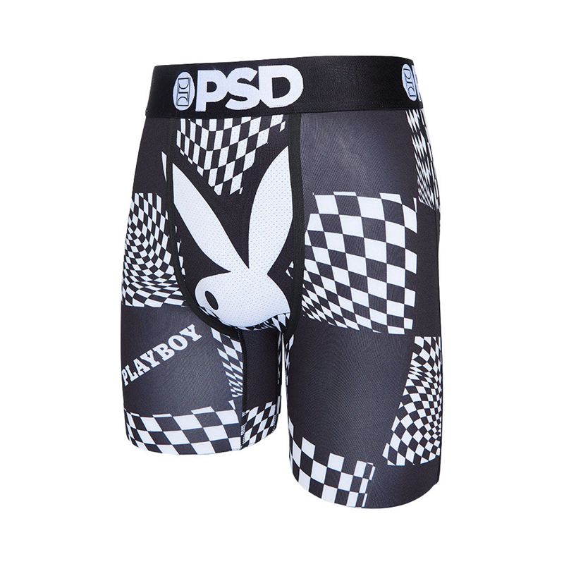 Ropa Interior Playboy Warped Checks Boxer Brief Hombre Negros Blancos | 3127-IJDKU