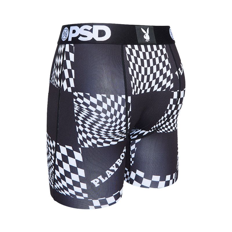 Ropa Interior Playboy Warped Checks Boxer Brief Hombre Negros Blancos | 3127-IJDKU