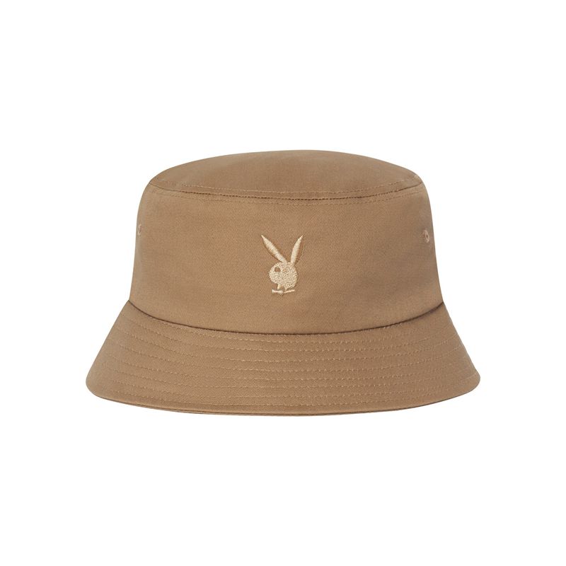 Sombreros Playboy Brown Embroidered Bucket Hombre Marrom | 4673-NHIKE