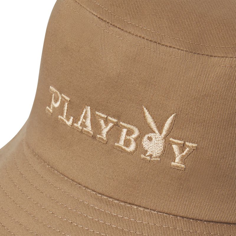 Sombreros Playboy Brown Embroidered Bucket Hombre Marrom | 4673-NHIKE