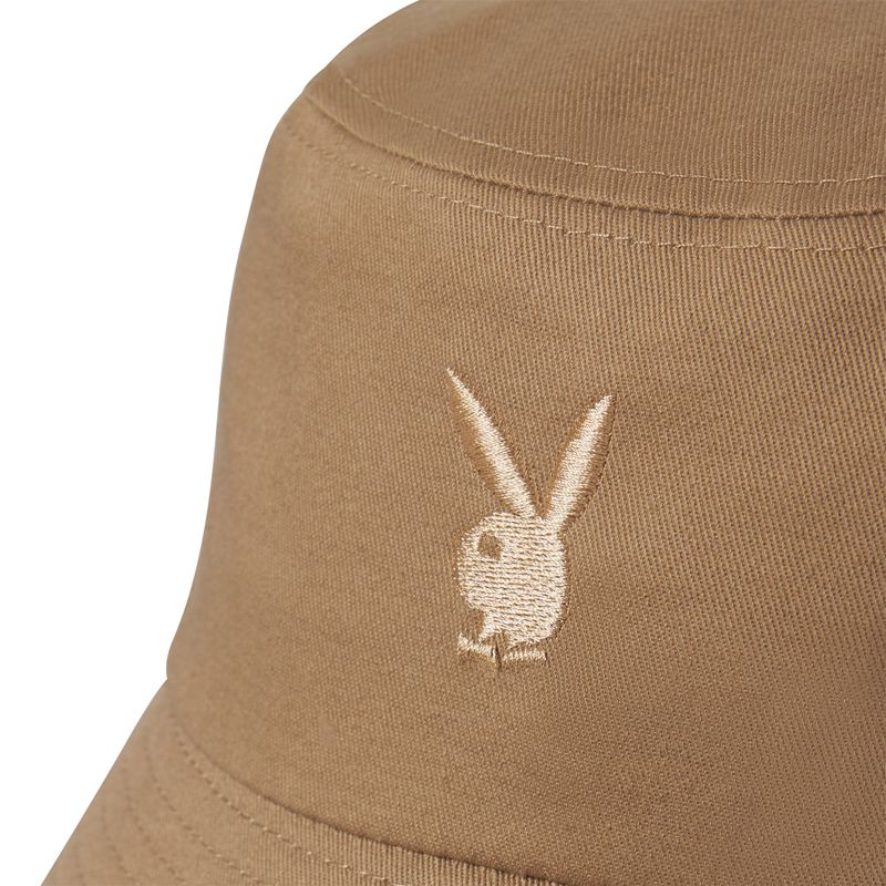 Sombreros Playboy Brown Embroidered Bucket Hombre Marrom | 4673-NHIKE