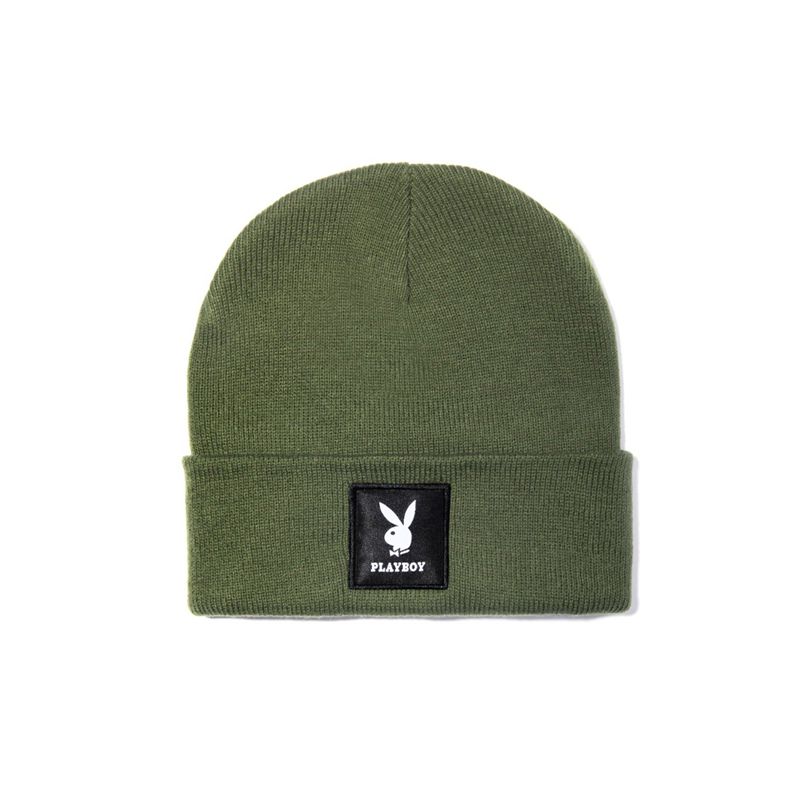 Sombreros Playboy Knit Beanie With Logo Patch Mujer Verdes | 0537-SIGVH